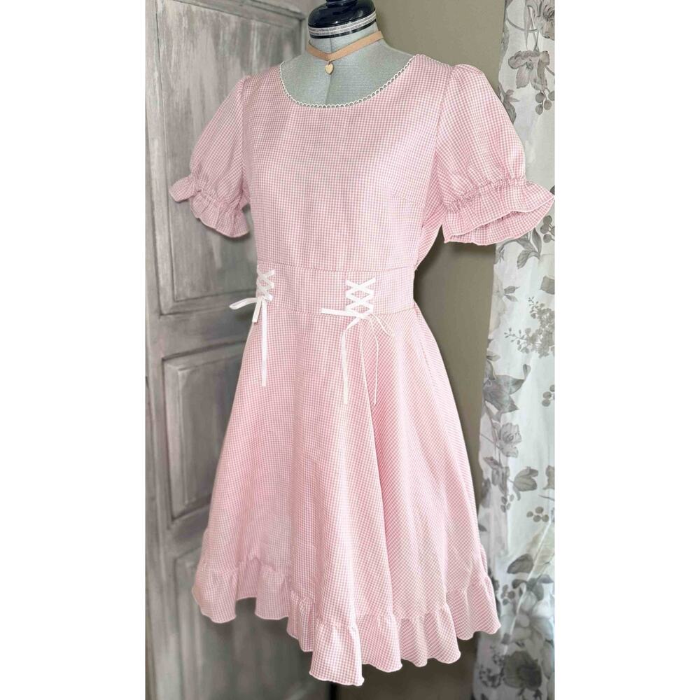 Liz Lisa Gingham Check OP Pink Picnic Dress Jfashion Gyaru Himekaji Coquette - Picture 4 of 16